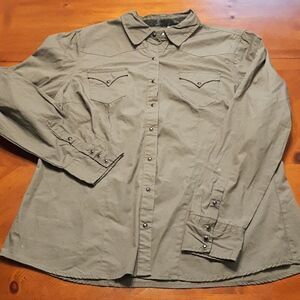 Roper Western Wear Olive Button Down Shirt